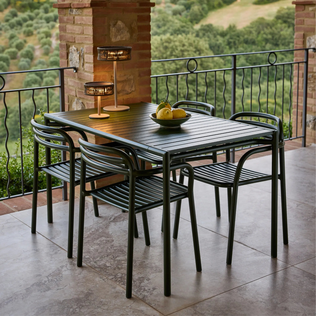 BLISS Outdoor Dining Table Set in Dark Green - Cane-Line | Milola