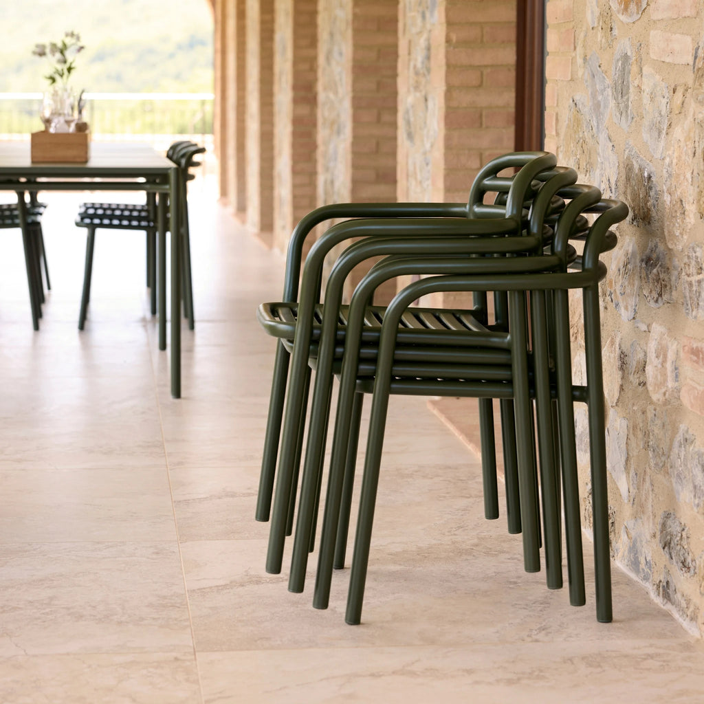 BLISS Outdoor Dining Table Set in Dark Green - Cane-Line | Milola