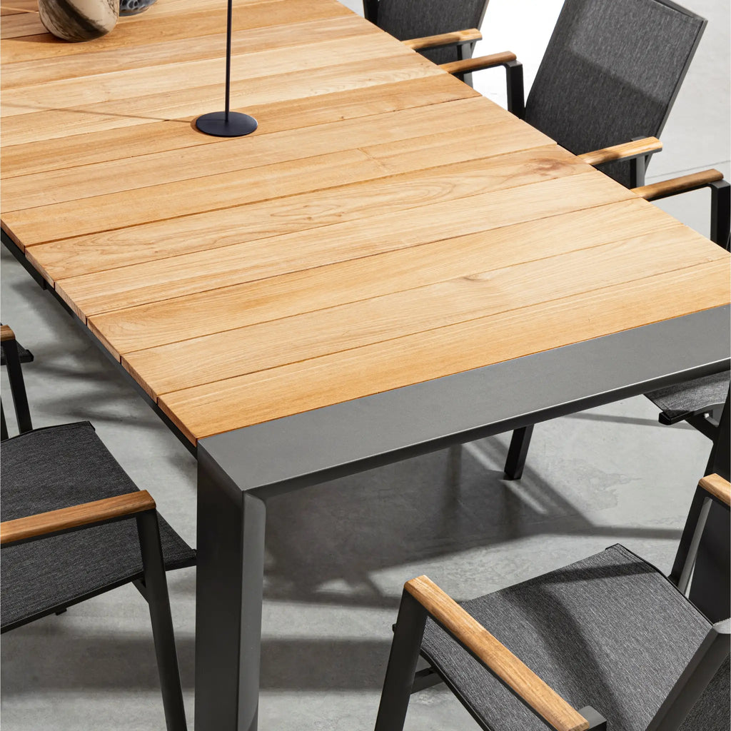 CAMERON Extendable Teak Outdoor Dining Table  in Charcoal - Bizzotto | Milola