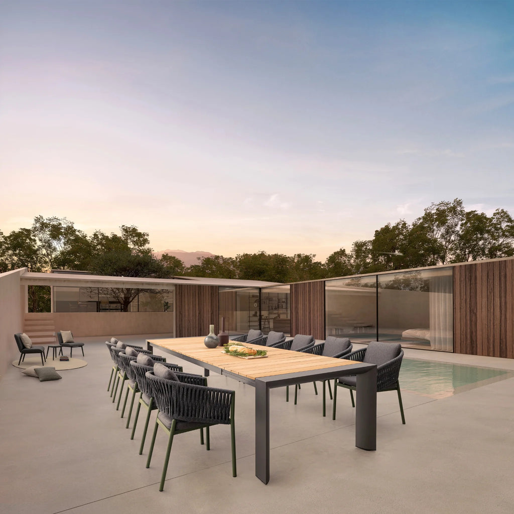 CAMERON Extendable Teak Outdoor Dining Table  in Charcoal - Bizzotto | Milola