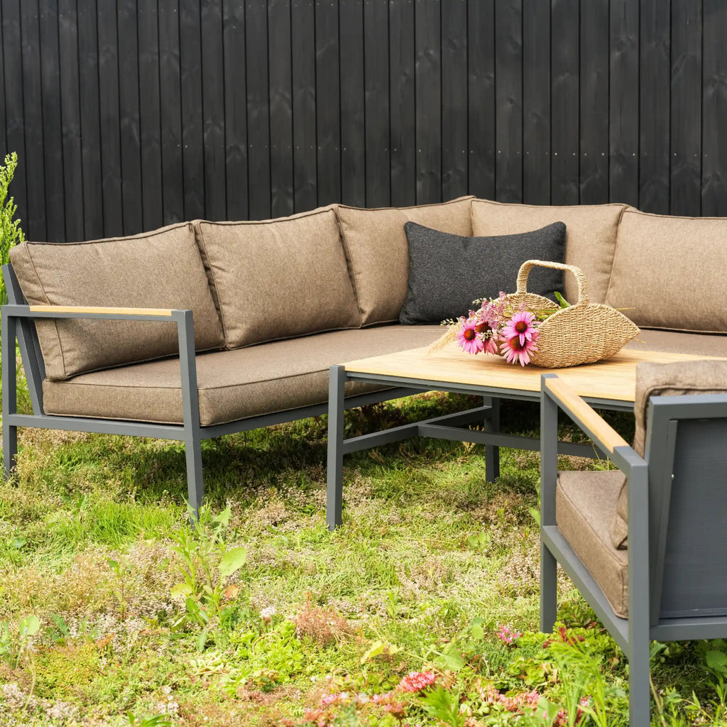 CAP Outdoor Corner sofa set  in Anthracite/Brown - BRAFAB | Milola