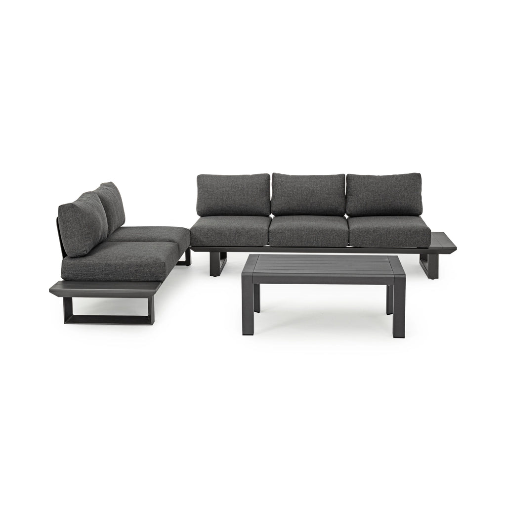 KONNOR Outdoor Corner Sofa Set in Charcoal - Bizzotto | Milola
