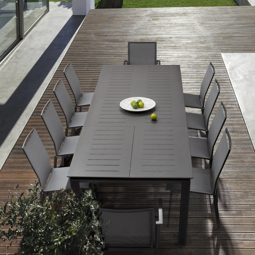 KONNOR Outdoor Extendable Dining Table Set in Charcoal -Bizzotto | Milola