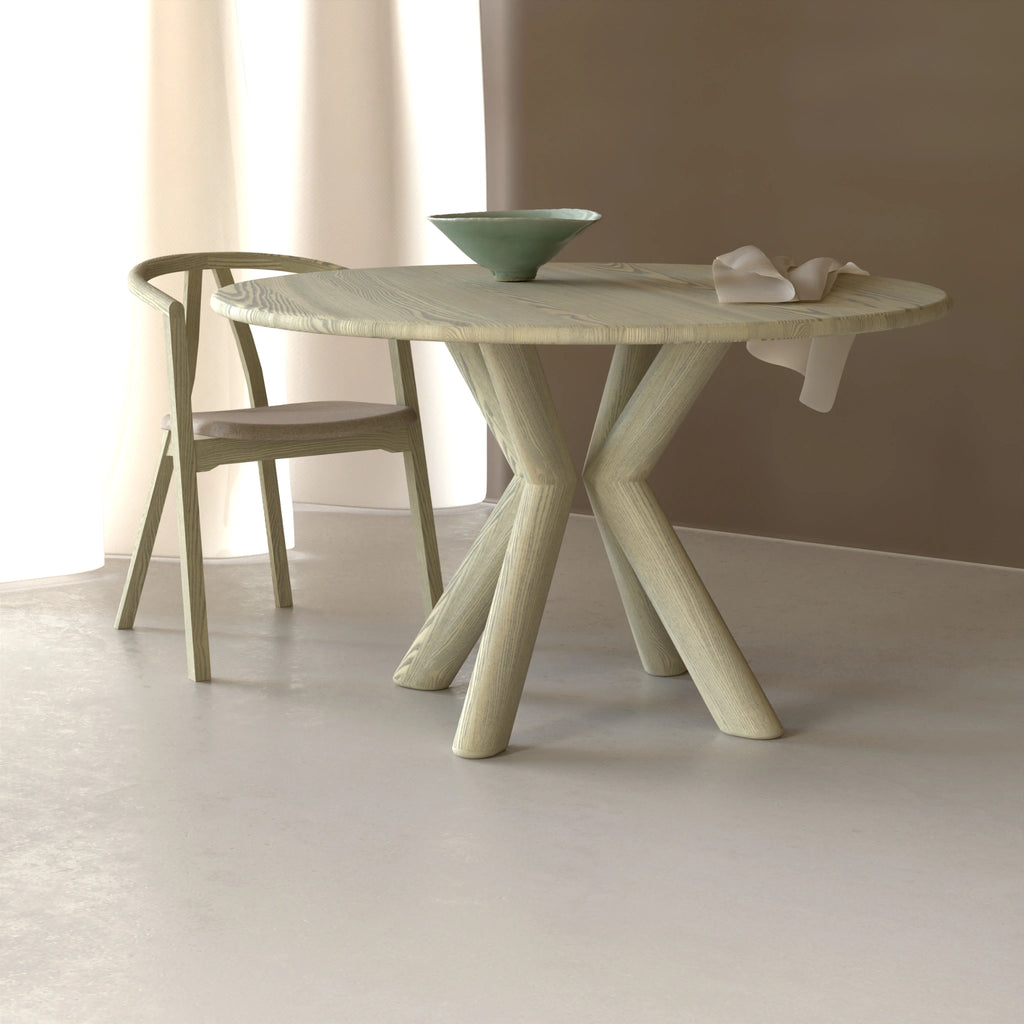 MUHLE Round Dining Table in Warm White Oiled Ash - Kristensen | Milola